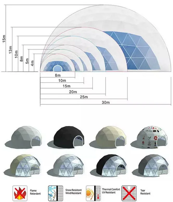 Prefab Hotel Resort Waterproof Geodesic Dome House Tent for Camping