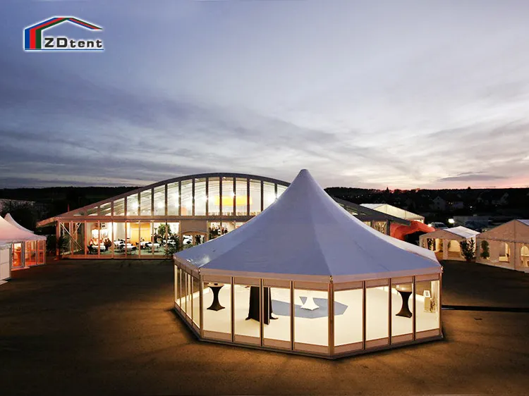 Teepee with Transparent Glass Wall PVC Roof Pagoda Party Tent