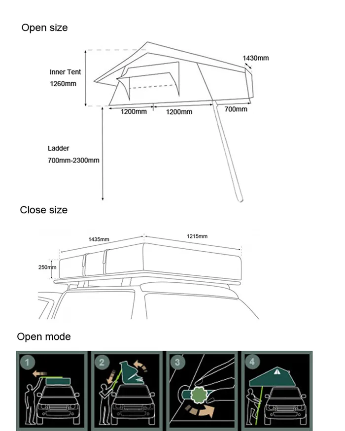 Top Quality Overland Outside Rooftop Campers Camping Car Roof Top Tent
