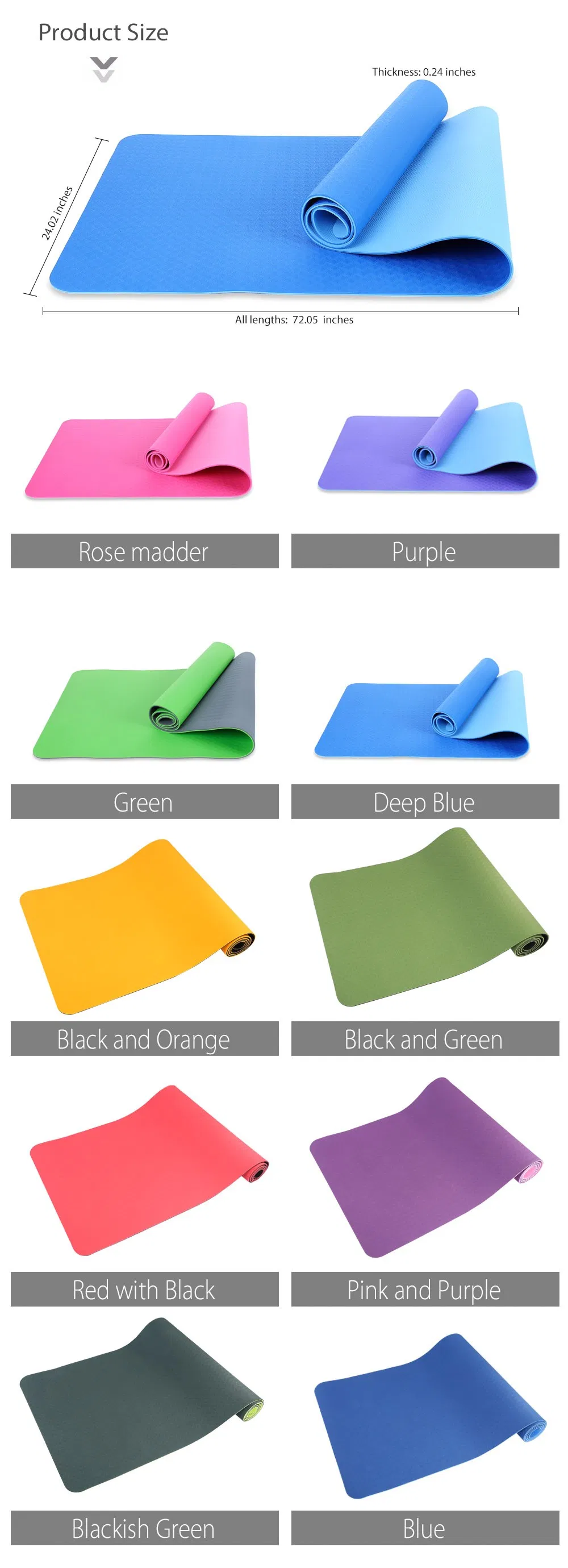 TPE Material Yoga Mat Custom Logo Lightweight Durable Fitness Exercise Body Printed Eco Friendly Anti Slip Anti Tear