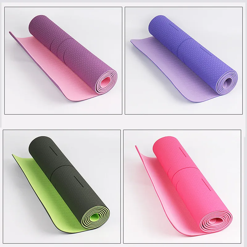 TPE /PU Rubber Beginner Yoga Learning Mat, No Slip Posture Line Yoga Fitness Mat