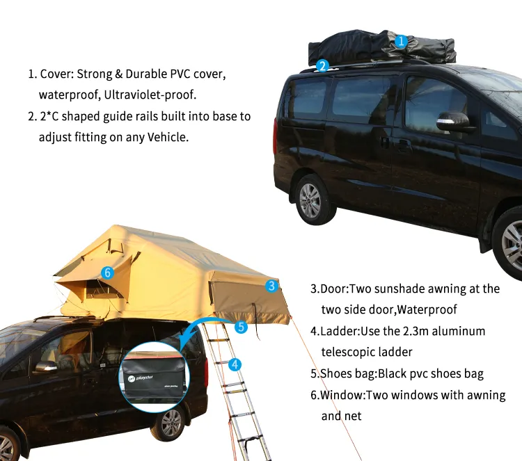 Waterproof Outdoor Car Camping 3-4 Person Foldable Green Soft Cover Roof Top Tent for Sale