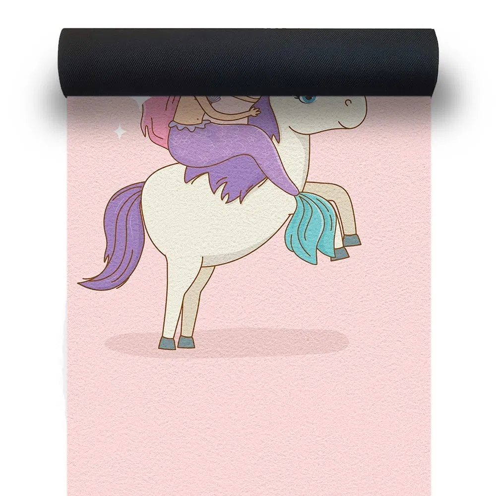 Yugland 183cm 4 mm Workout Custom Non Slip Print Child Kids Cute Yoga Mat Organic Green Pink Big Roll