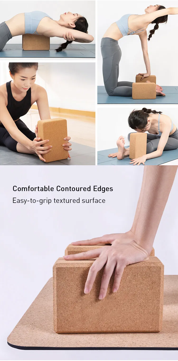 Yugland 3"*6"*9 4"*6"*9" Eco-Friendly Recycled Natural Cork Yoga Block Wooden Brick with Bag Custom Logo Eco Friendly Home Fitness
