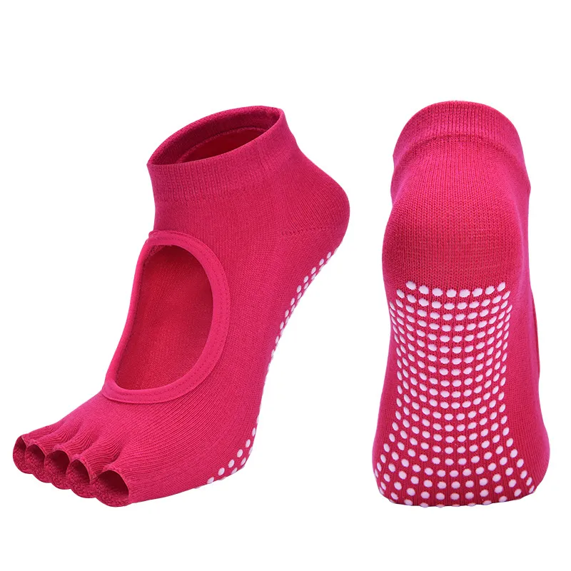 Yugland Custom Logo Black Pink Beige Yoga Grip Socks Spandex / Nylon / Cotton Pilates Non-Slip Sock Women