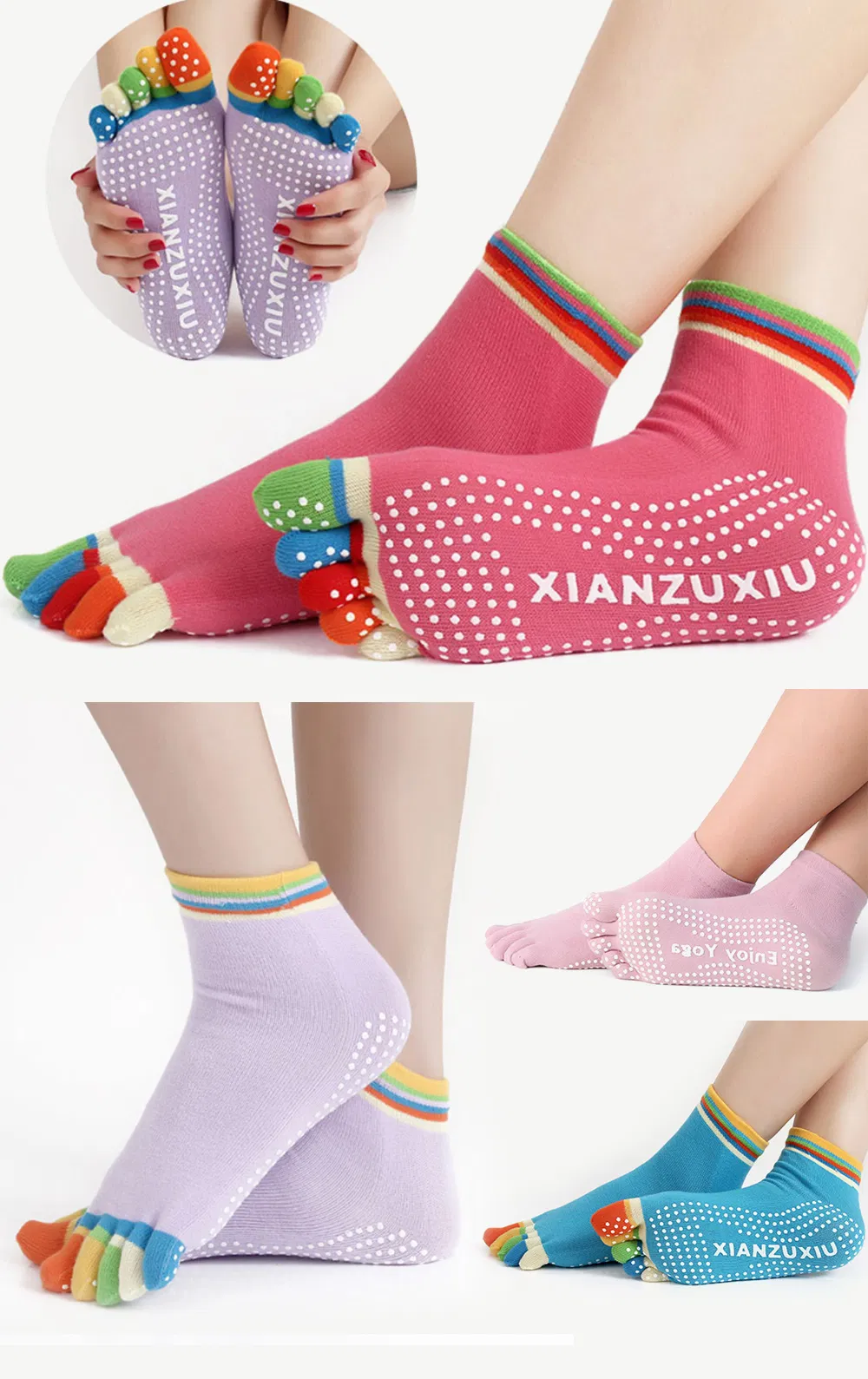 Yugland Yoga Socks for Women Non-Slip Grips & Straps